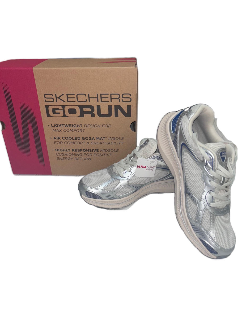 Skechers Go Run Consistent 2.0 Volt Silver & Navy Women's Sneakers W/ Box 8